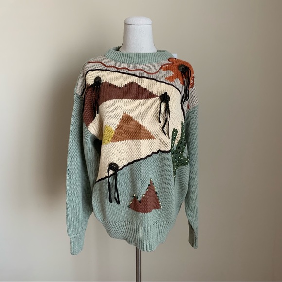 Vintage Cervelle Southwest Cactus Novelty Sweater - Picture 2 of 11